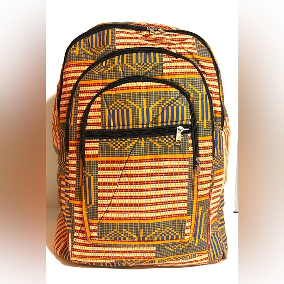 African ankara unisex handmade geometric backpack - Picture 1 of 4